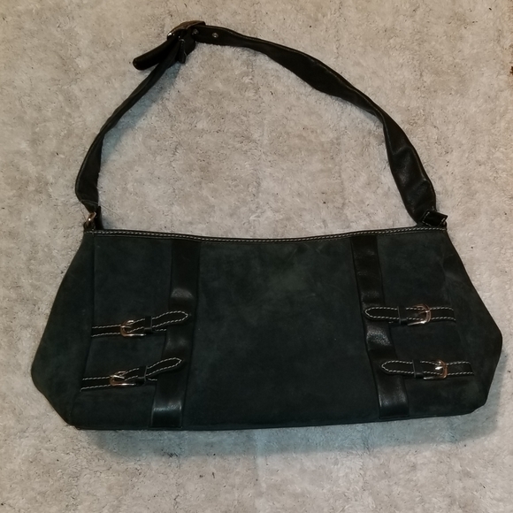 MANOCCHIO Forest Green Suede Purse (8" x 15") - Picture 9 of 11